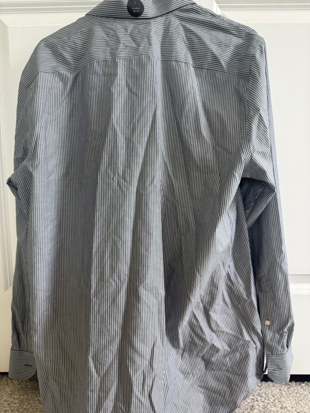 Banana Republic Navy and White Pinstripe Dress Shirt - Picture 6 of 7
